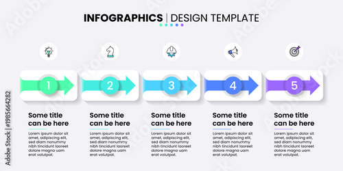 Infographic template. 5 banners in a row with arrows