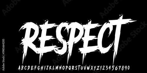 Respect Brush handmade vector font, Rough and grunge alphabet, typography for movie, music, Halloween, and poster.