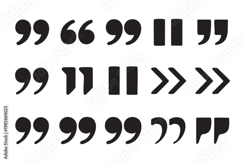 Assortment of diverse quote marks and punctuation symbols for creative graphic design projects