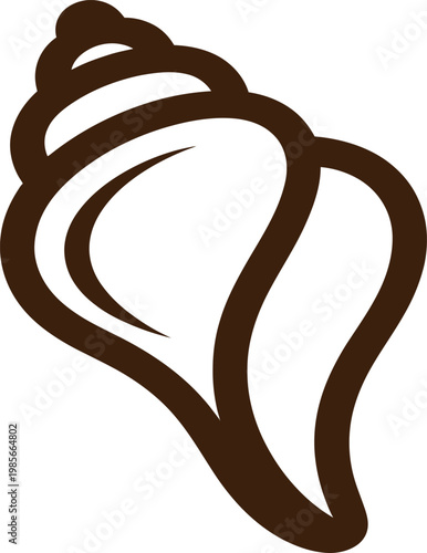 Brown conch shell illustration on white background appears