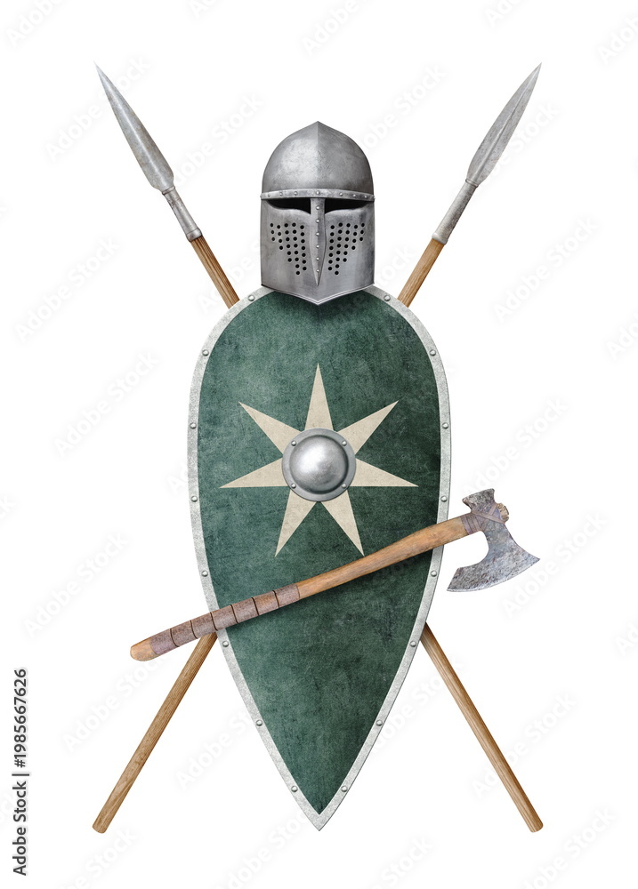 Fototapeta premium ancient warrior equipment isolated on white