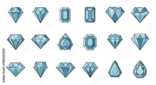 Collection of Various Blue Gemstones and Diamonds.