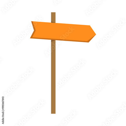 Orange directional signpost pointing to the right on a white background