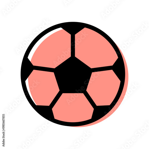 Illustration of a Soccer ball with pink and black panels, simple graphic design concept