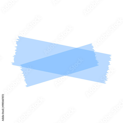 Dynamic visual of two translucent sky blue adhesive strips crossing each other, ideal for modern graphic layouts and creative applications