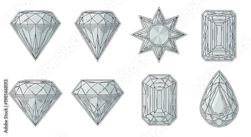 Collection of various diamond gemstones shapes 1.