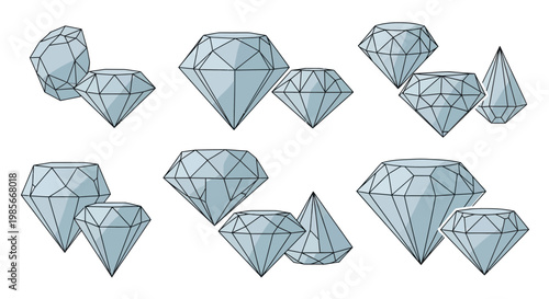 Collection of various diamond gemstones.