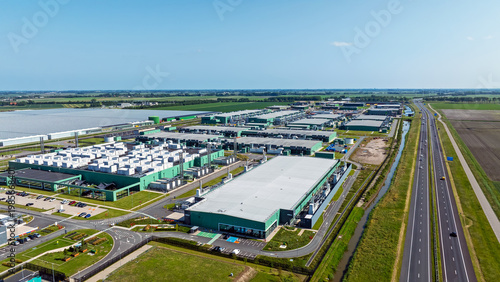 Large data center complex in a rural landscape in Europe