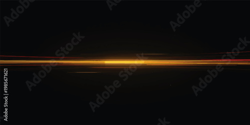 A motion art illustration of blue and orange light trails creates a glowing energy wave across the horizon, road, and night sky with a dark space backdrop and bright star flare effect