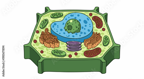 A diagram of a plant cell showing organelles within the cytoplasm