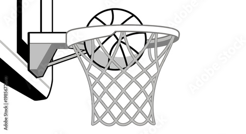Basketball going through hoop with net on a backboard game sports athletics competition basket swish