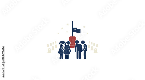 Group Remembering Fallen Soldiers at Memorial