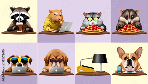 A playful illustration of a dog using a laptop, evoking a lighthearted and modern feel. Perfect for blogs, websites, or marketing campaigns promoting 