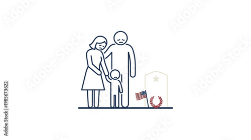 Family Mourning at a Grave Memorial Day Concept