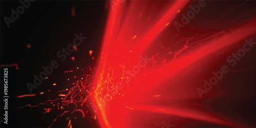 Abstract red background with alpha channel features a glowing motion pattern of hot orange fire flames and dark energy loops in a bright artistic illustration