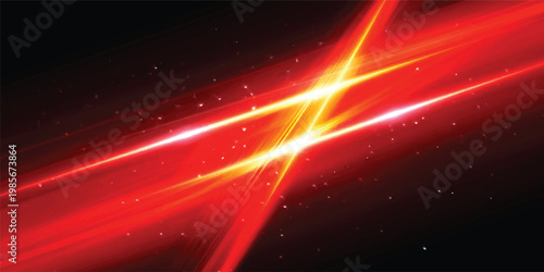 An abstract red background featuring a cosmic galaxy design with glowing stars and a bright nebula across the dark space of a night universe sky