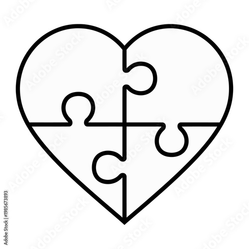 Vector heart-shaped puzzle piece illustration