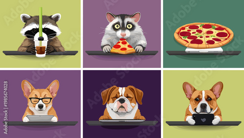 A cute Shiba Inu rests its head on a black tablet against a purple background, creating a playful and modern image ideal for technology blogs, pet-rel