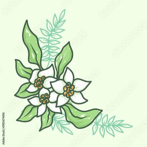 Hand Drawn Floral Corner Accent Illustration Vector