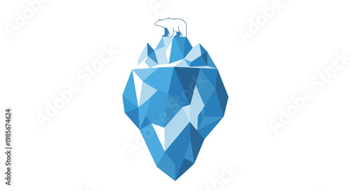 Abstract geometric blue heart shape made of faceted polygons with a modern artistic style and vibrant colors