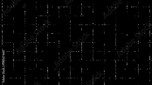Minimalistic technical pattern of dots and grids. Seamless outline. Black and white data transmission network lines on the background of traffic.