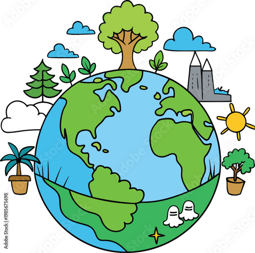 A vibrant ecology background featuring lush greenery, flowing water, and diverse wildlife, symbolizing harmony, sustainability, and the delicate balance of nature’s ecosystems.
