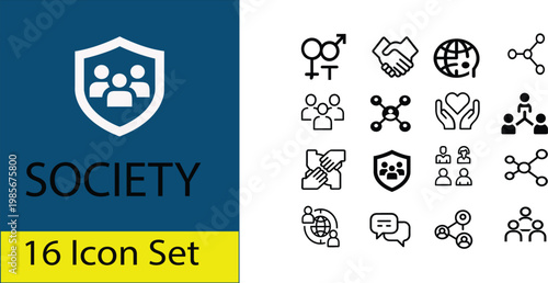 Minimalist Society Icons Vector Set