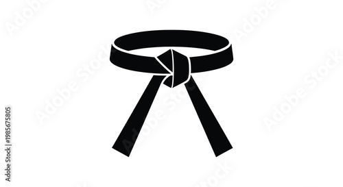 Fotografía A black martial arts belt neatly tied with a prominent knot presented as a stark
