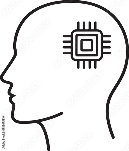 Microchip implanted in human head profile view from side