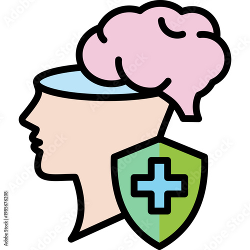 Brain Health lineal color icon