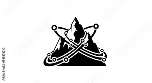 Black and white mountain logo design.