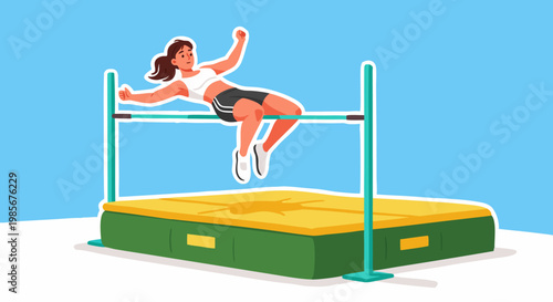 Woman athlete successfully clearing a high jump bar with athletic form and determination