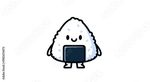 Cute Kawaii Onigiri Rice Ball Illustration - Adorable Japanese Food Character