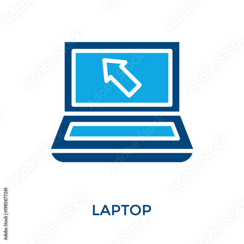 Laptop Icon Dual Tone Style. Vector Illustration For Graphic Design