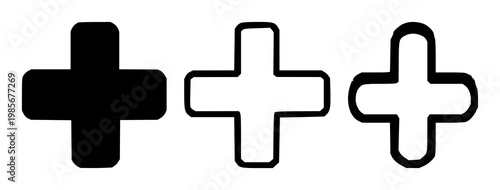 Plus add icon set with solid black plus symbol on white background featuring plus, add, icon elements with graphic and navigation