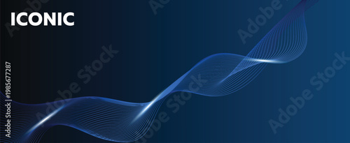 Iconic Waves - Abstract background of flowing lines in dynamic movement. Concept of business, technology, internet and network 