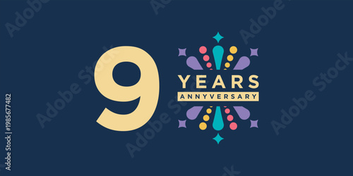 90 Years anniversary logo template for celebration event, invitation, greeting, web.