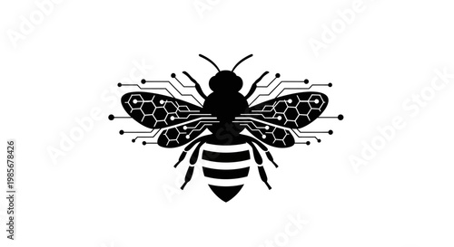 Black silhouette of a flying bee.