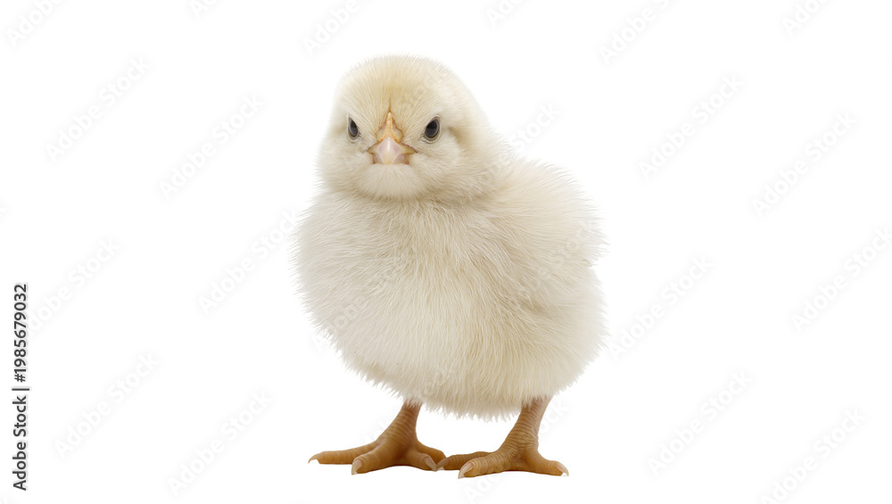 Obraz premium Fluffy yellow chick standing, isolated on transparent background