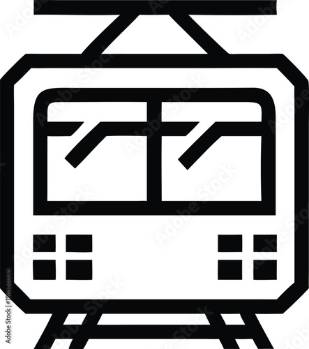 Modern front view of a passenger train or city tram line icon