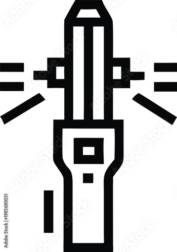 Modern flashlight emitting light beam icon for illumination and focused energy