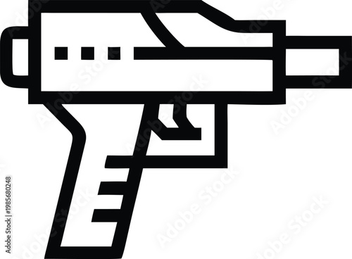 Modern handgun silhouette icon representing personal security and self defense tactical equipment
