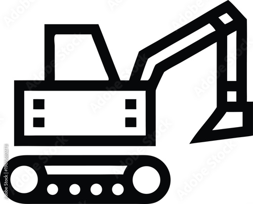 Modern heavy duty excavator with a digging arm for construction and demolition work