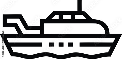 Modern leisure boat navigating calm waters for recreation or water transport
