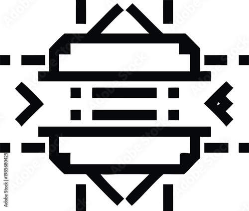 Modern Intricate Symmetrical Geometric Outline Icon Symbolizing Interconnectedness and Structure