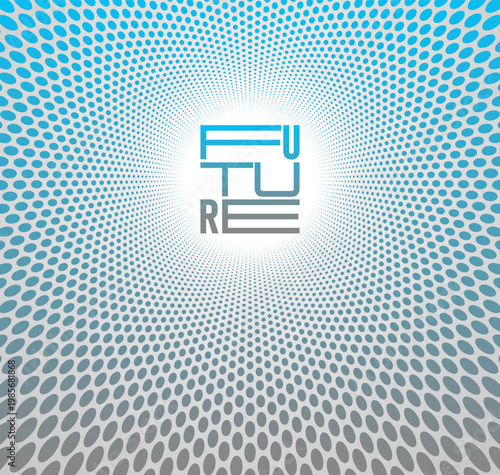 Radial dotted tunnel with strong central focus, symbolizing vision, progress, direction, clarity and forward movement.