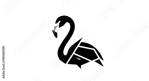 Geometric swan silhouette with abstract lines.