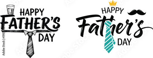 Happy father's day celebrating dad with stylish typography and icons