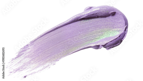 Iridescent lavender cream makeup smear, isolated on transparent background