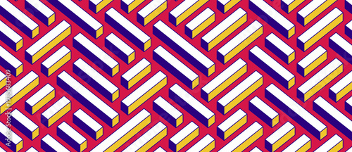 3D labyrinth seamless pattern, vector abstract background of isometric maze wallpaper, geometric blocks creative concept, cubic rebus.